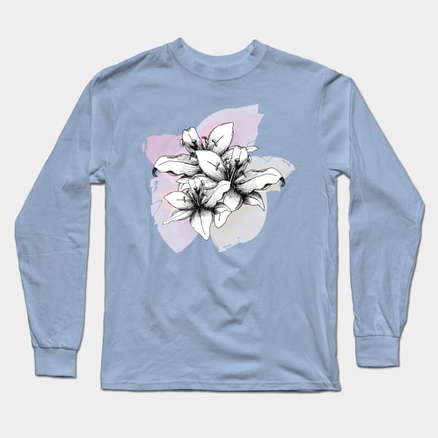 Vintage Lilies Long Sleeve T-Shirt by tatadonets